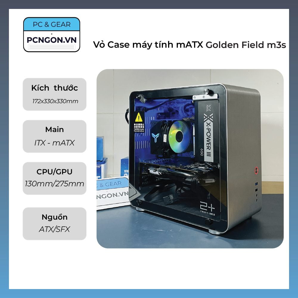 Vỏ Case Máy Tính Matx Golden Field M3s Nhỏ Gọn - Bạc