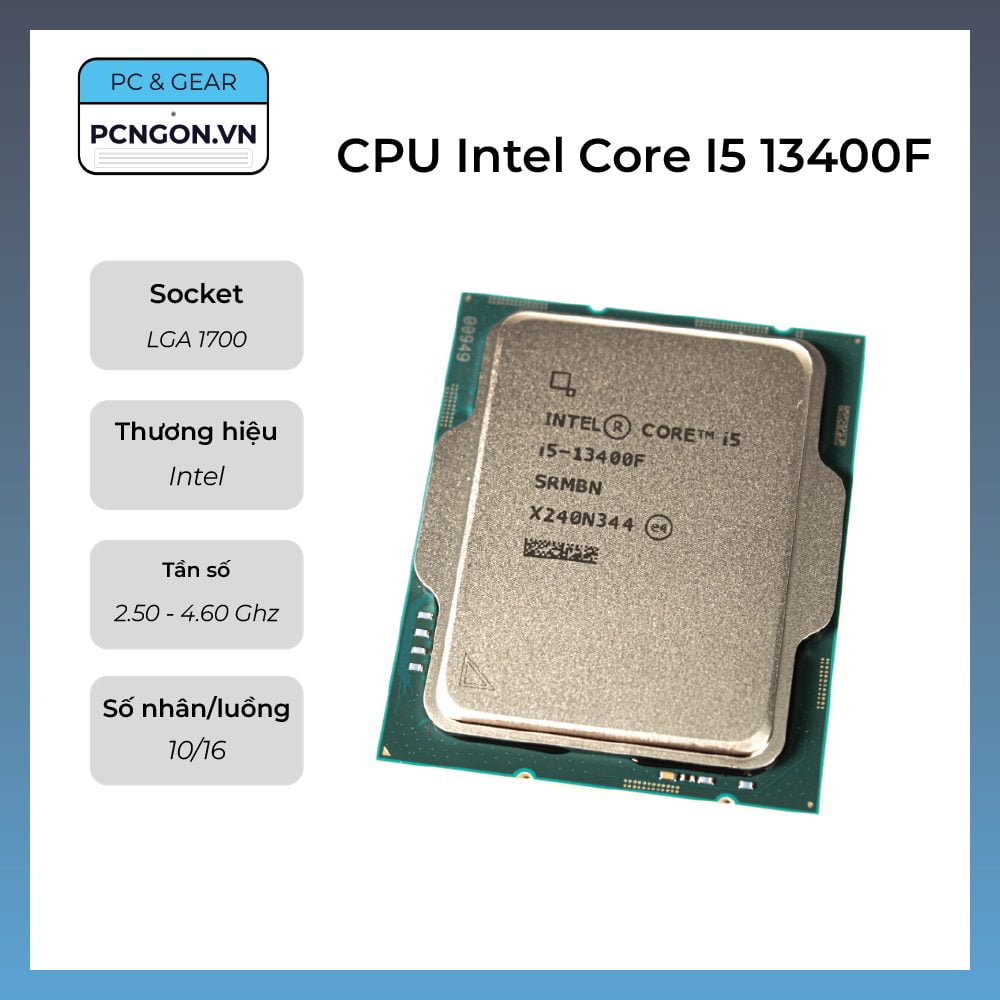 Cpu Intel Core I5 13400f, 2.5ghz Turbo 4.6ghz, 10 Nhân 16 Luồng, Lga1700 - Tray, Không Fan