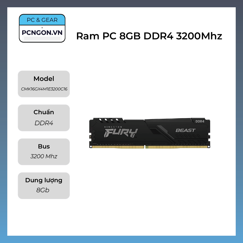 Ram Pc 8gb Ddr4 3200mhz Kingston Fury Beast