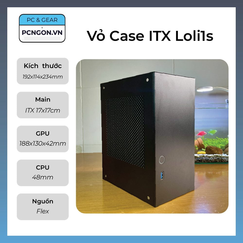Vỏ Case Máy Tính Mini Itx Loli1s Nhỏ Gọn - đen