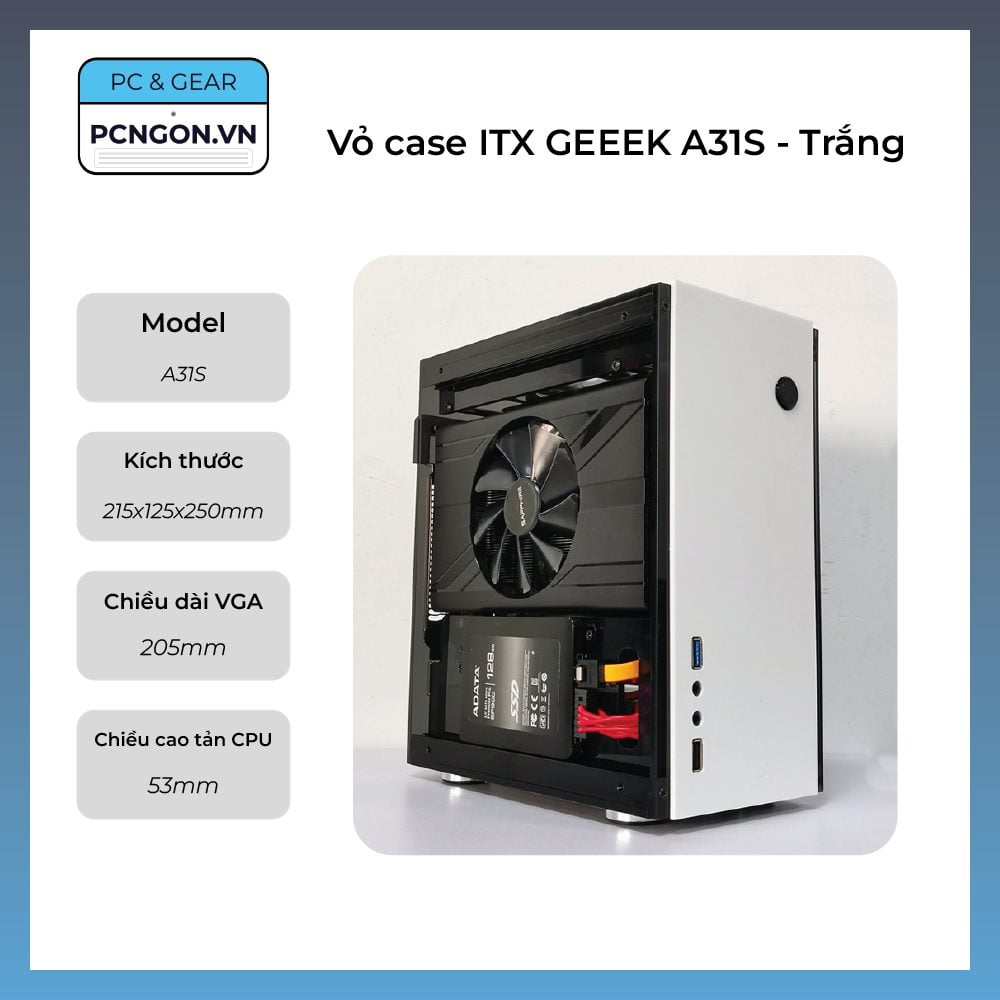 Vỏ Case Máy Tính Mini Itx Geeek A31s - Trắng