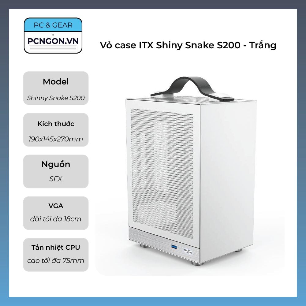 Vỏ Case Máy Tính Mini Itx Shiny Snake S200 - Trắng