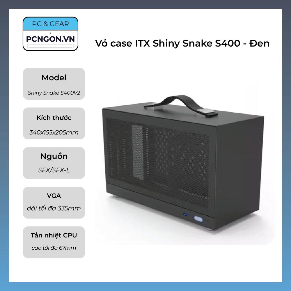 Vỏ Case Máy Tính Mini Itx Shiny Snake S400 - Đen (kèm Riser 4.0)