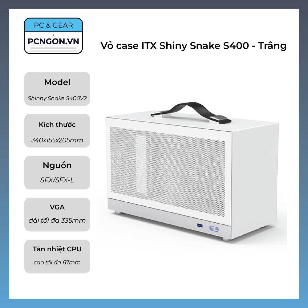 Vỏ Case Máy Tính Mini Itx Shiny Snake S400 - Trắng (kèm Riser 4.0)