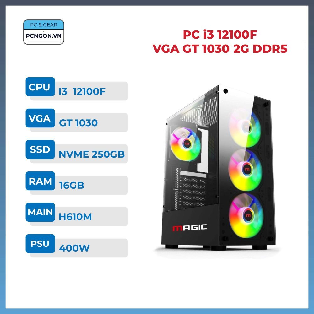 Pc I3 12100f Vga Gt 1030 2g Ddr5