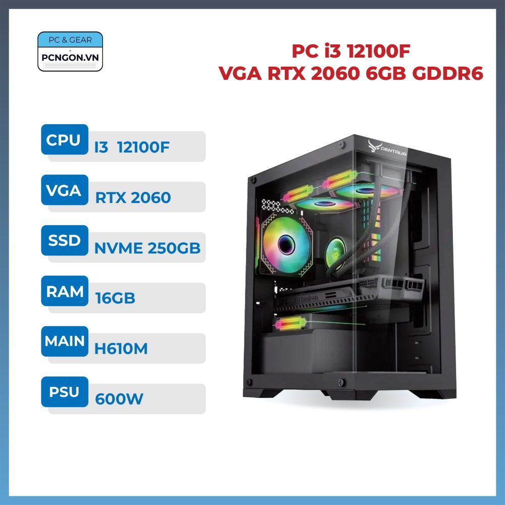Pc I3 12100f Vga Rtx 2060 6gb Gddr6