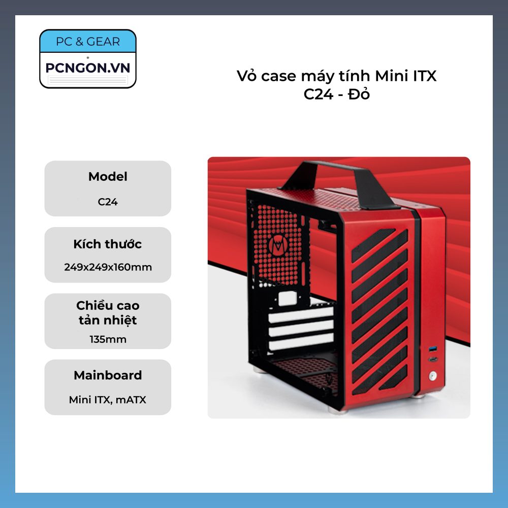 Vỏ Case Máy Tính Mini Itx C24 - Đỏ