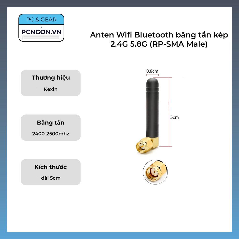 Anten Wifi Bluetooth Băng Tần Kép 2.4g 5.8g (rp-sma Male)