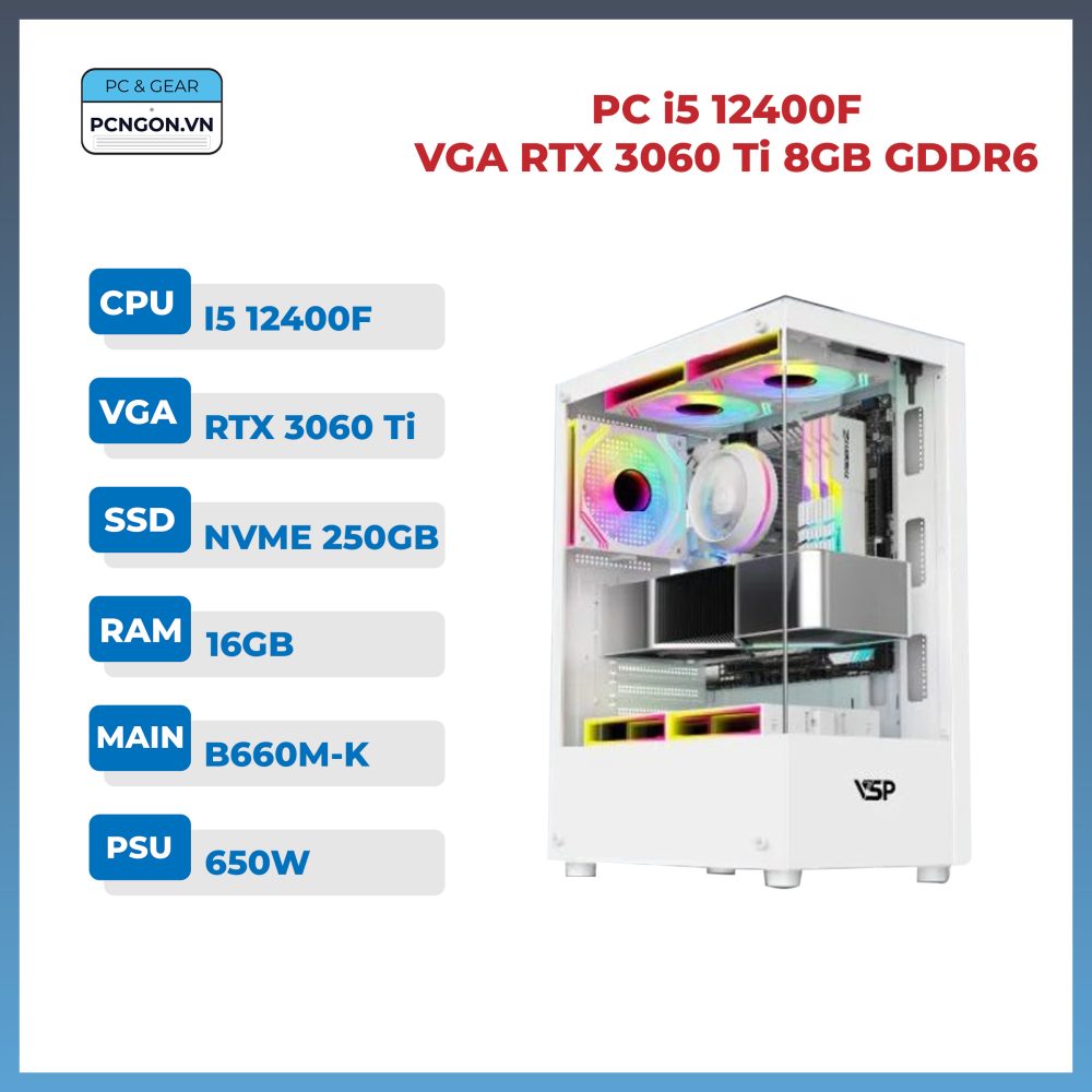 Pc I5 12400f Vga Rtx 3060 Ti 8gb Gddr6