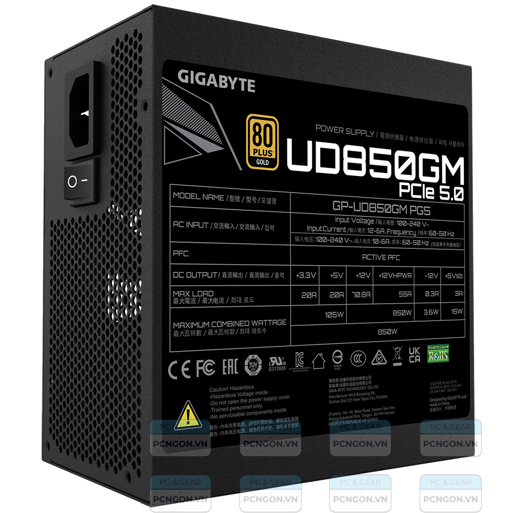 Nguồn Gigabyte 850w Pcie5 80 Plus Gold Full Modular 5