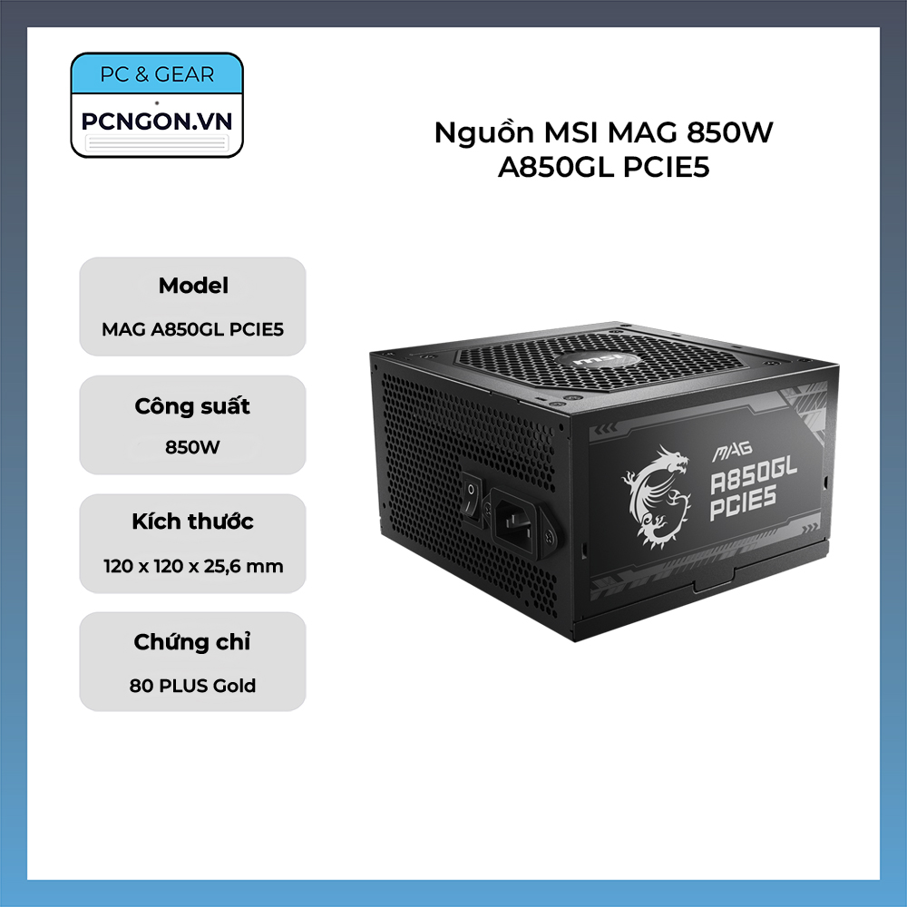 Nguồn MSI MAG 850W A850GL PCIE5