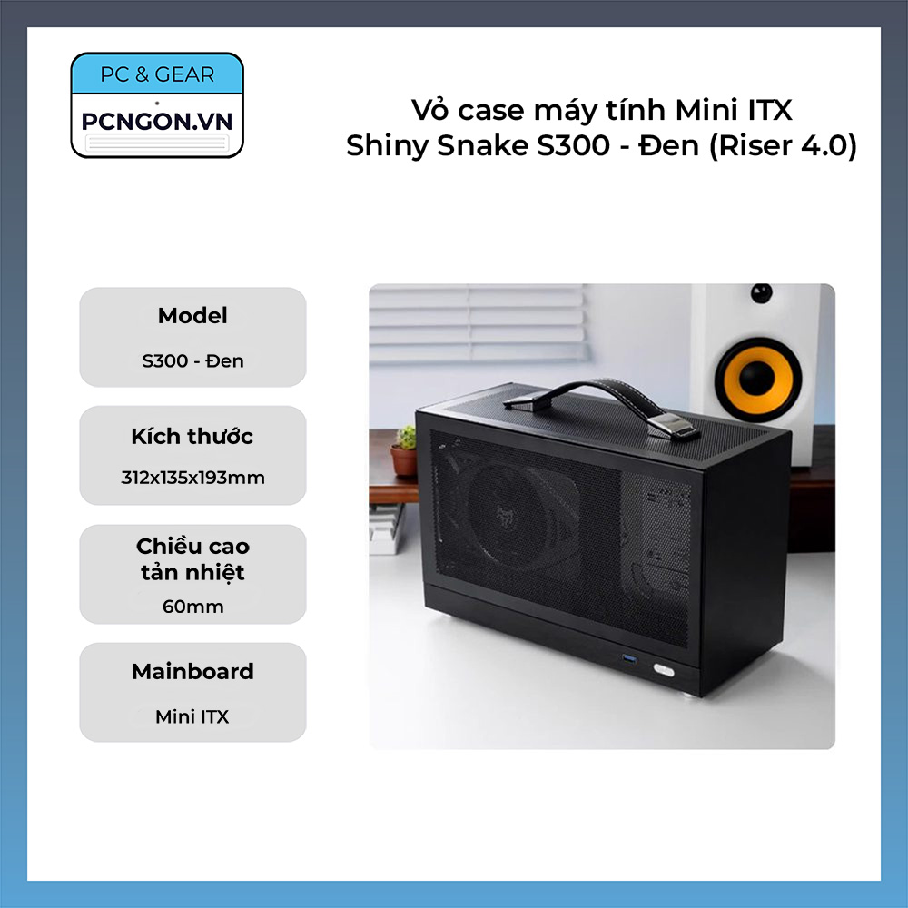 Vỏ case máy tính Mini ITX Shiny Snake S300 - Đen (Riser 4.0)