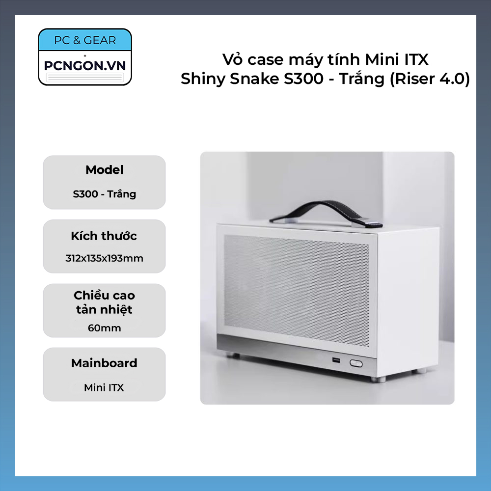 Vỏ case máy tính Mini ITX Shiny Snake S300 - Trắng (Riser 4.0)