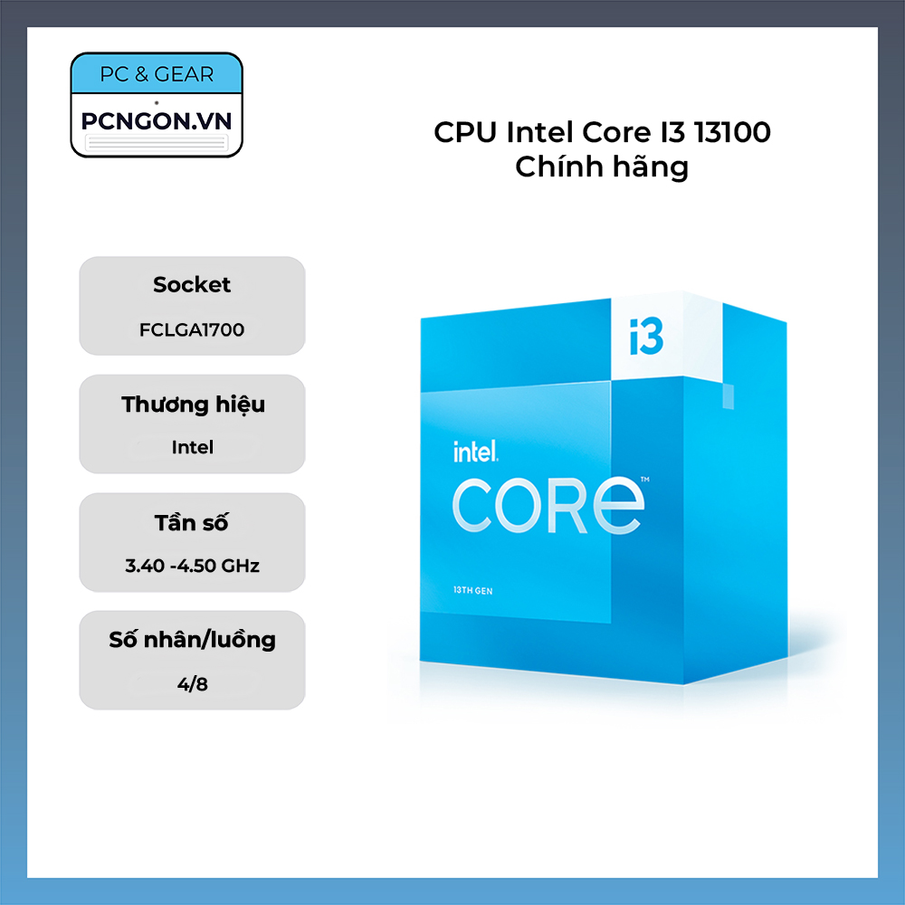 Cpu Intel Core I3 13100 Chính Hãng (3.4ghz Turbo 4.5ghz, 4 Nhân 8 Luồng)