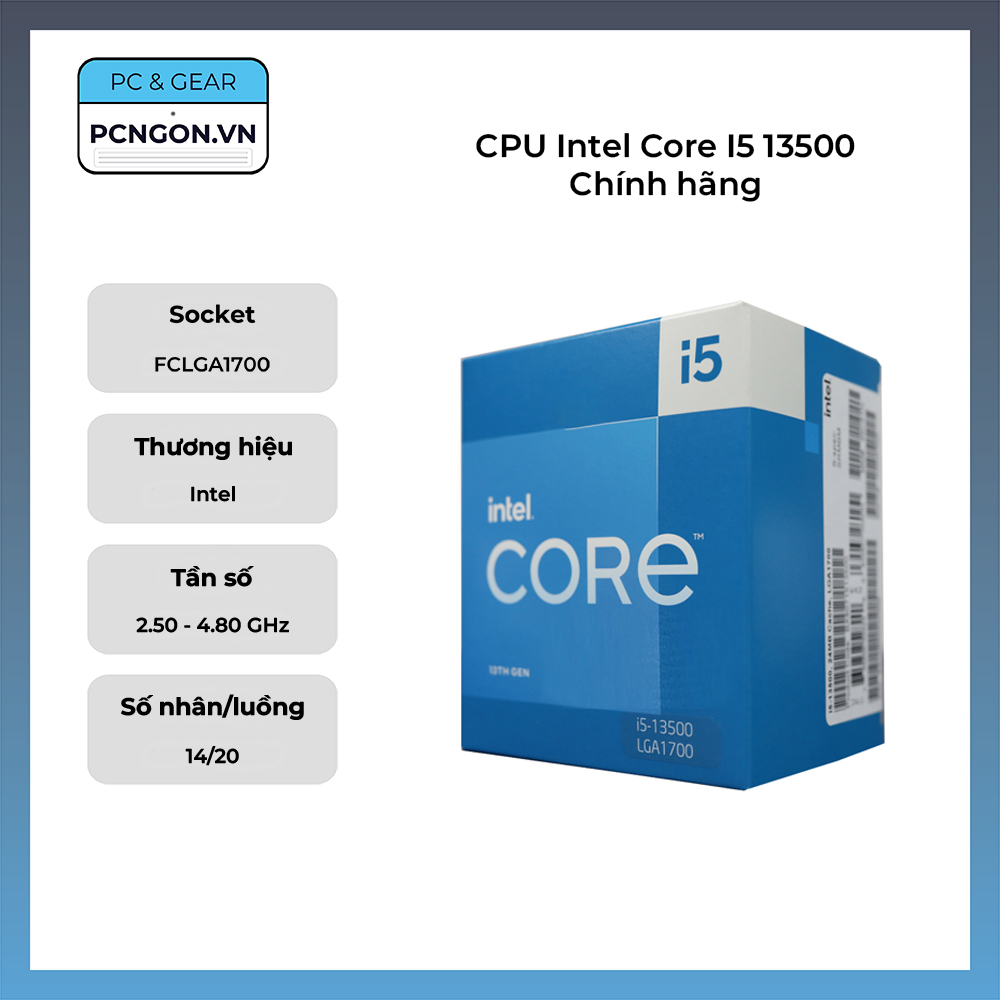 Cpu Intel Core I5 13500 Chính Hãng (2.5ghz Turbo 4.8ghz, 14 Nhân 20 Luồng)
