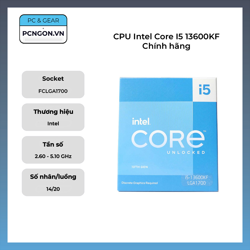 Cpu Intel Core I5 13600kf Chính Hãng (2.6ghz Turbo 5.1ghz, 14 Nhân 20 Luồng)