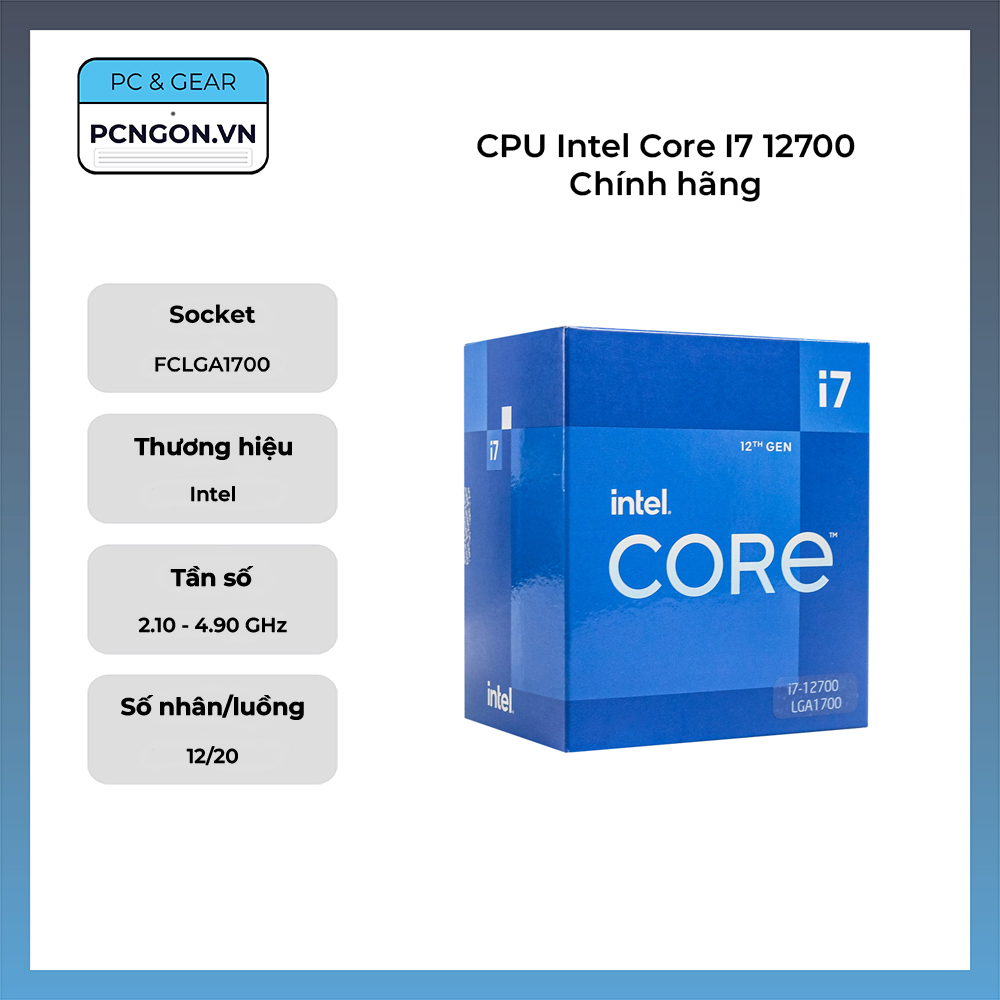 Cpu Intel Core I7 12700 Chính Hãng (2.1ghz Turbo 4.9ghz, 12 Nhân 20 Luồng)