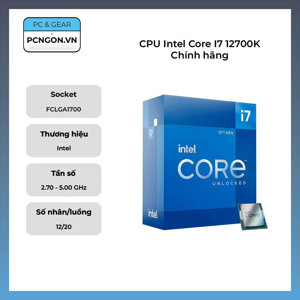 Cpu Intel Core I7 12700k Chính Hãng (2.7ghz Turbo 5.0ghz, 12 Nhân 20 Luồng)