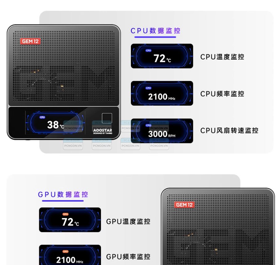 Máy Tính Mini Pc Aoostar Gem12 Pro Amd Ryzen 7 7840hs (barebone) 2