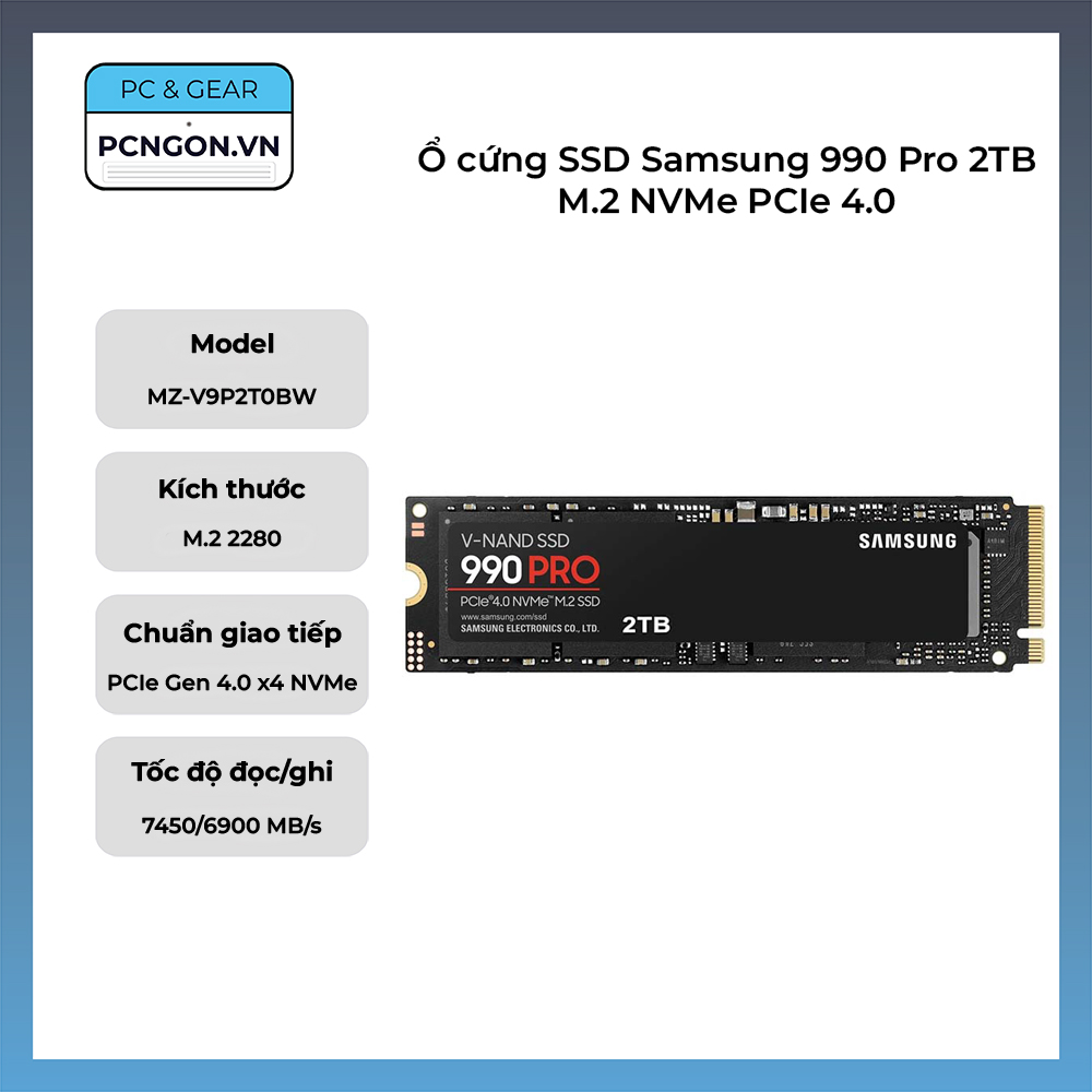 Ổ Cứng Ssd Samsung 990 Pro 2tb M.2 Nvme Pcie 4.0 (mz-v9p2t0bw)