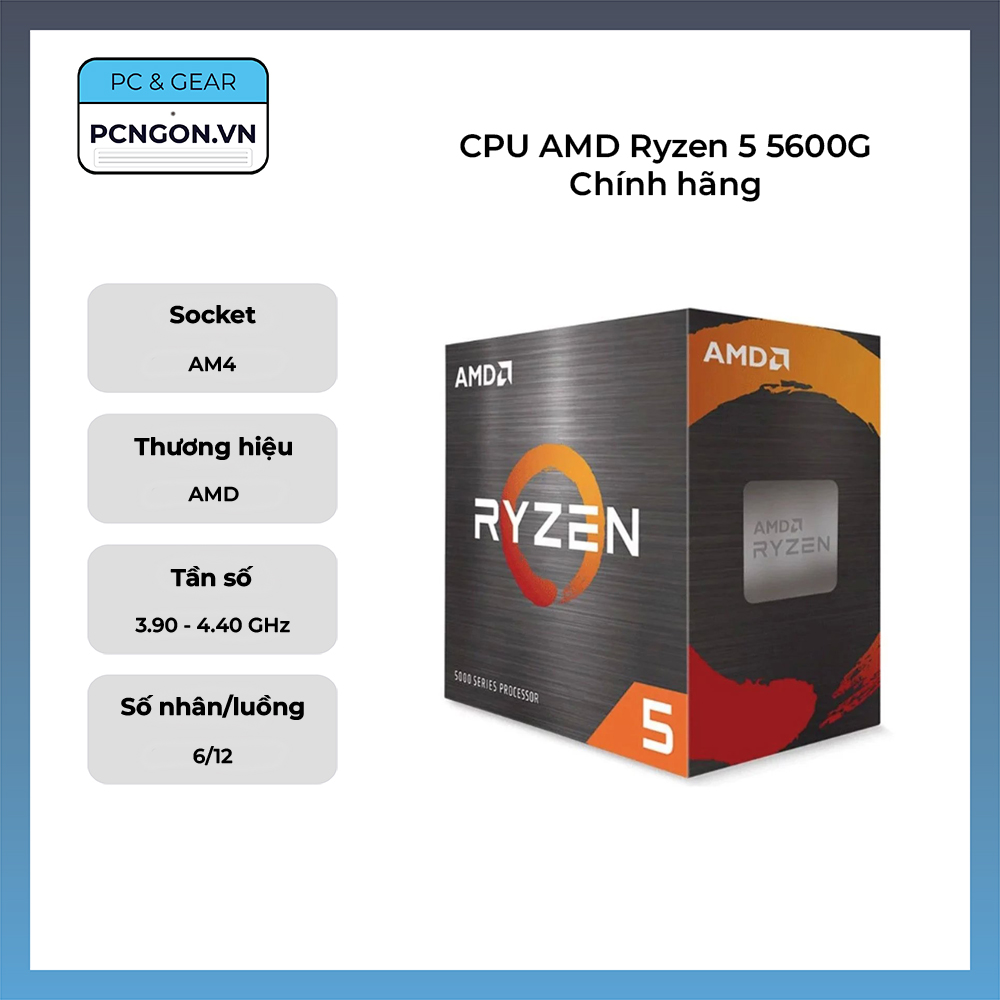 Cpu Amd Ryzen 5 5600g Chính Hãng (3.9ghz Turbo 4.4ghz, 6 Nhân 12 Luồng)