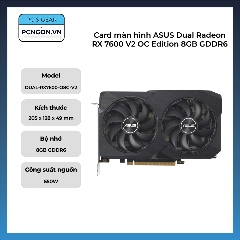 Card Màn Hình Asus Dual Radeon Rx 7600 V2 Oc Edition 8gb Gddr6