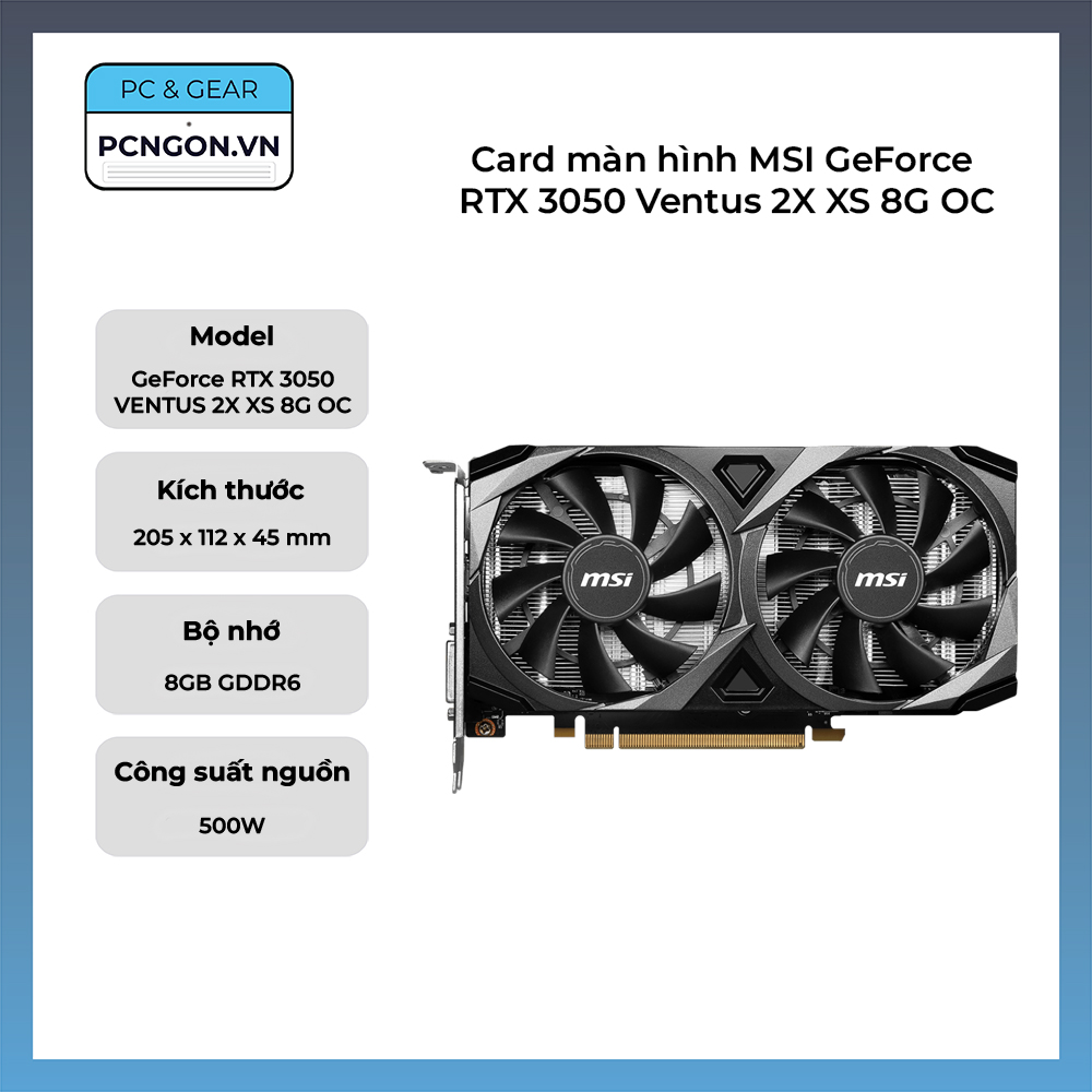 Card Màn Hình Msi Geforce Rtx 3050 Ventus 2x Xs 8g Oc