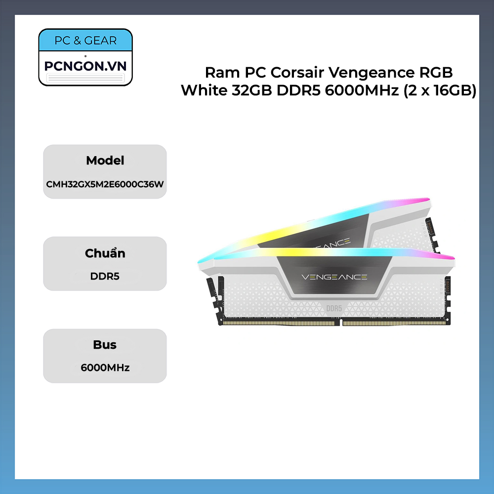 Ram Pc Corsair Vengeance Rgb White 32gb Ddr5 6000mhz (2 X 16gb)