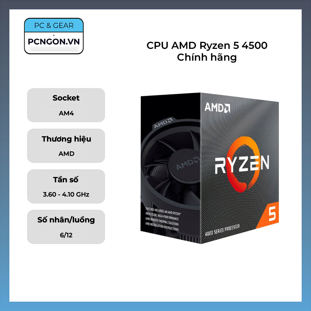Cpu Amd Ryzen 5 4500 Chính Hãng (3.6ghz Turbo 4.1ghz, 6 Nhân 12 Luồng)