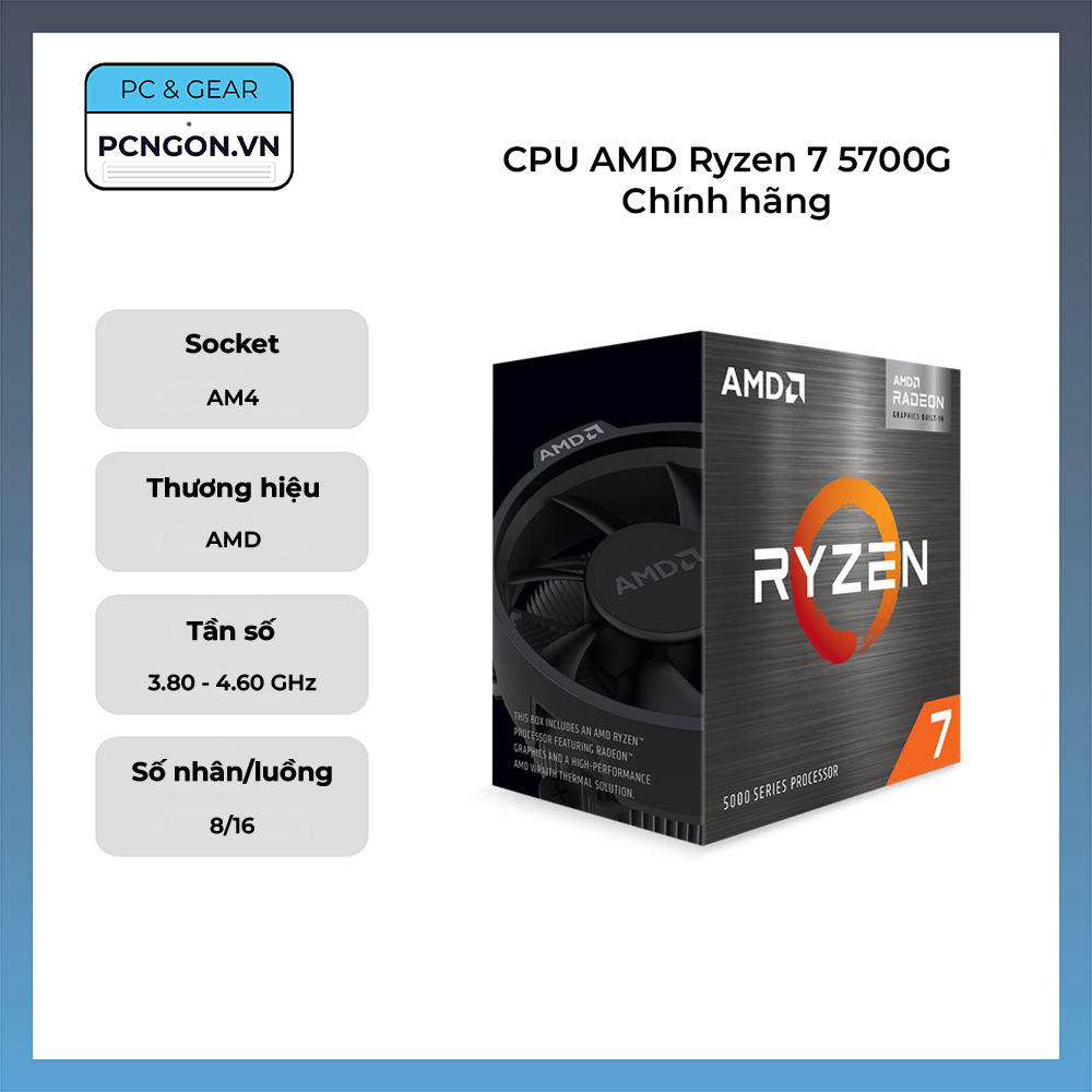 Cpu Amd Ryzen 7 5700g Chính Hãng (3.8ghz Turbo 4.6ghz, 8 Nhân 16 Luồng)