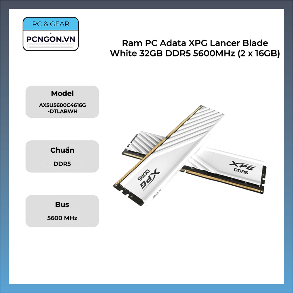 Ram Pc Adata Xpg Lancer Blade White 32gb Ddr5 5600mhz (2 X 16gb)
