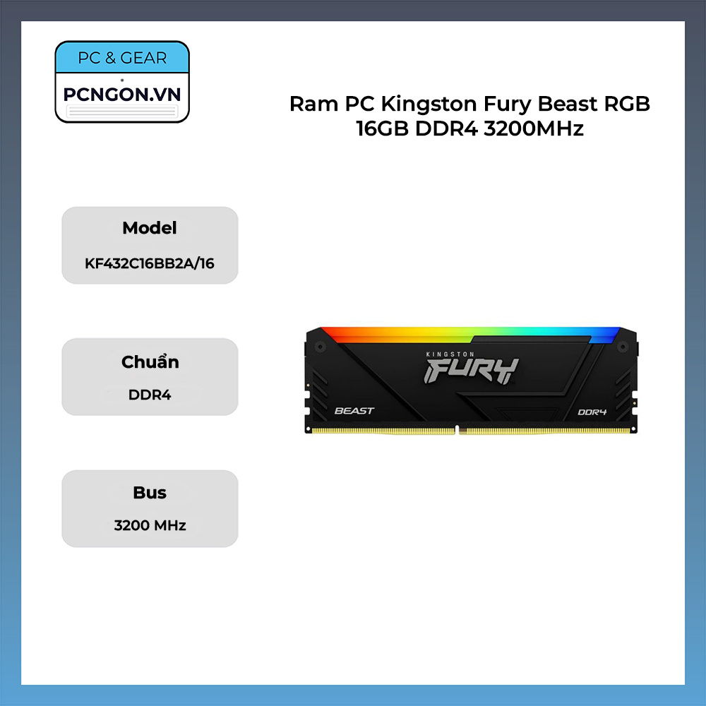 Ram Pc Kingston Fury Beast Rgb 16gb Ddr4 3200mhz