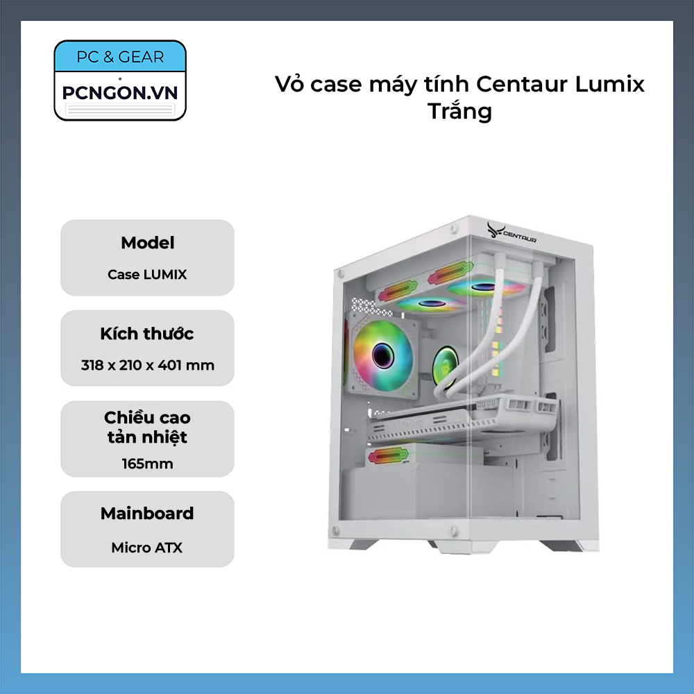 Vỏ Case Máy Tính Centaur Lumix Trắng
