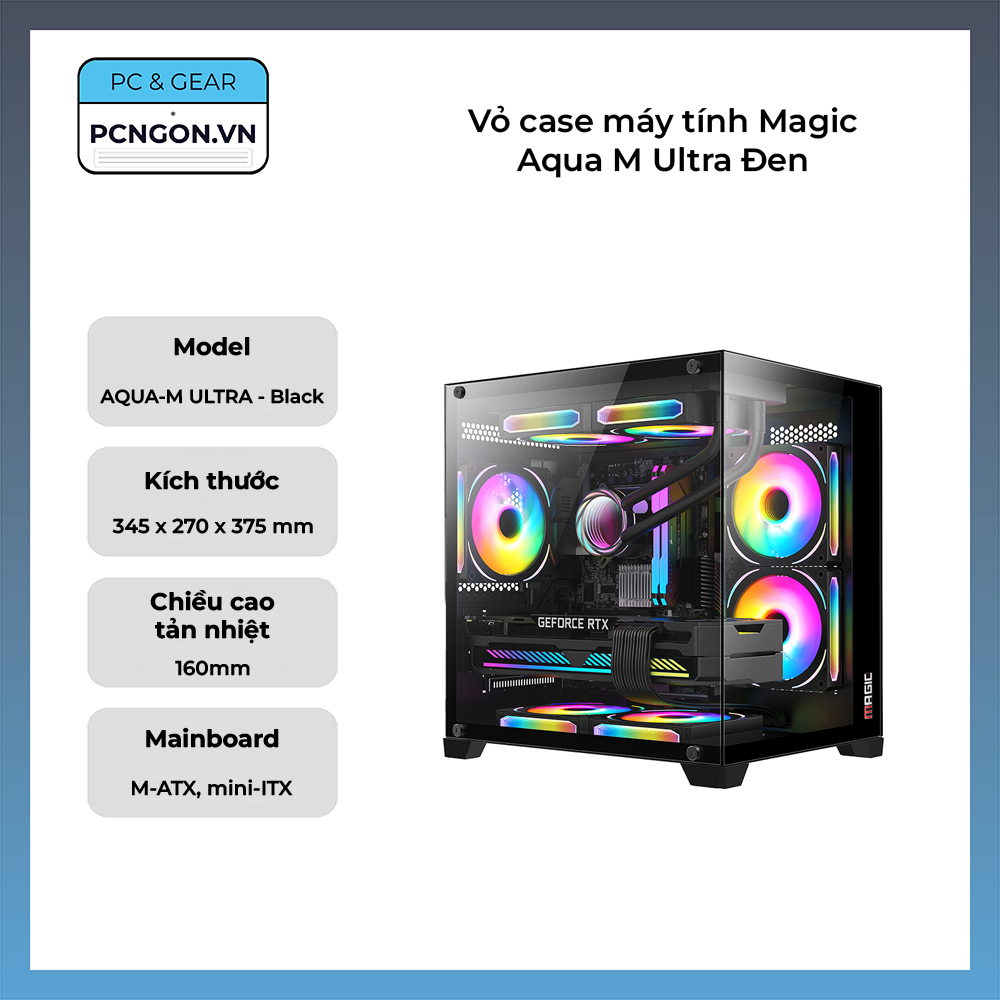 Vỏ Case Máy Tính Magic Aqua M Ultra Đen