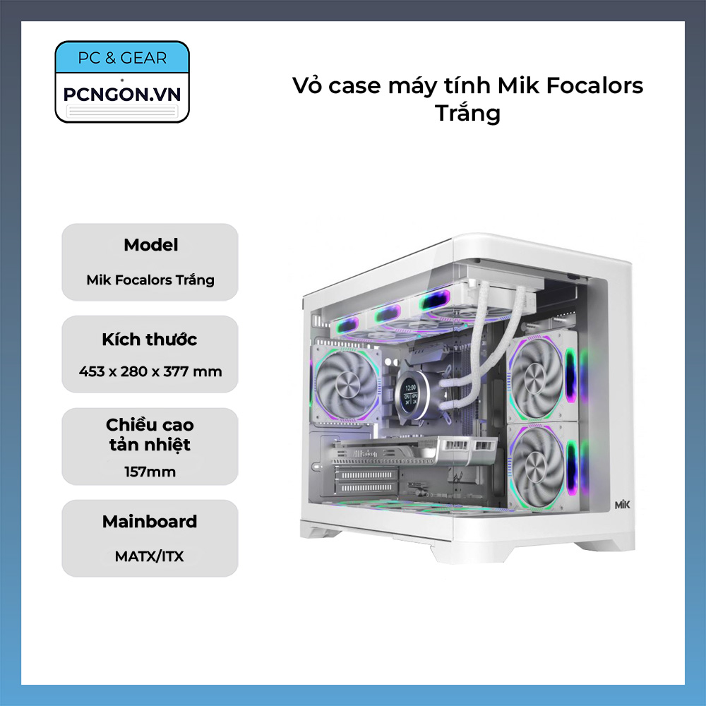 Vỏ Case Máy Tính Mik Focalors Trắng