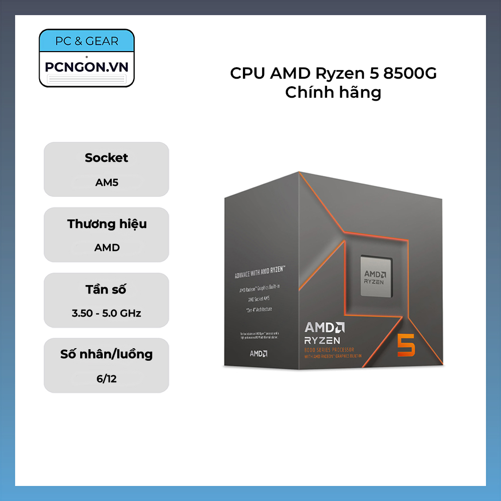 Cpu Amd Ryzen 5 8500g Chính Hãng (3.5ghz Turbo 5ghz, 6 Nhân 12 Luồng)