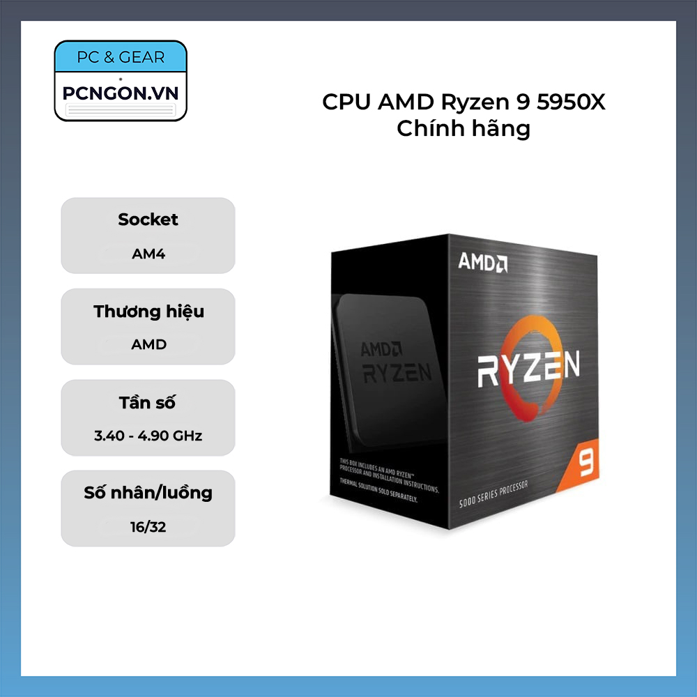 Cpu Amd Ryzen 9 5950x Chính Hãng (3.4ghz Turbo 4.9ghz, 16 Nhân 32 Luồng)
