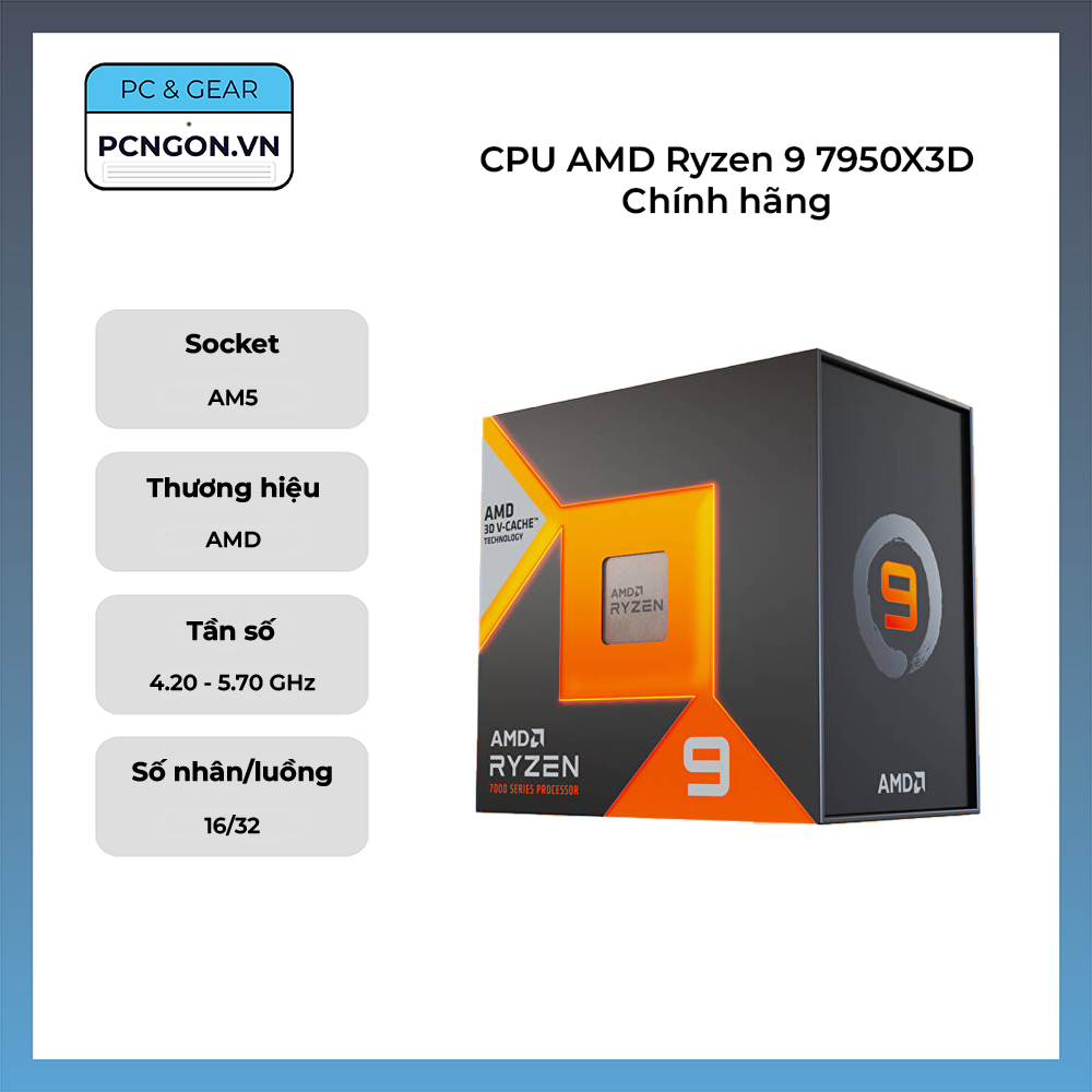 Cpu Amd Ryzen 9 7950x3d Chính Hãng (4.2ghz Turbo 5.7ghz, 16 Nhân 32 Luồng)