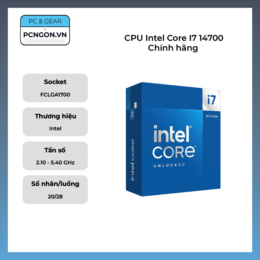 Cpu Intel Core I7 14700 Chính Hãng (2.1ghz Turbo 5.4ghz, 20 Nhân 28 Luồng)