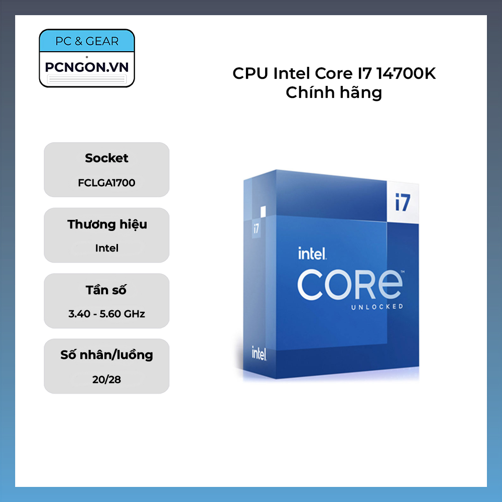 Cpu Intel Core I7 14700k Chính Hãng (3.4ghz Turbo 5.6ghz, 20 Nhân 28 Luồng)