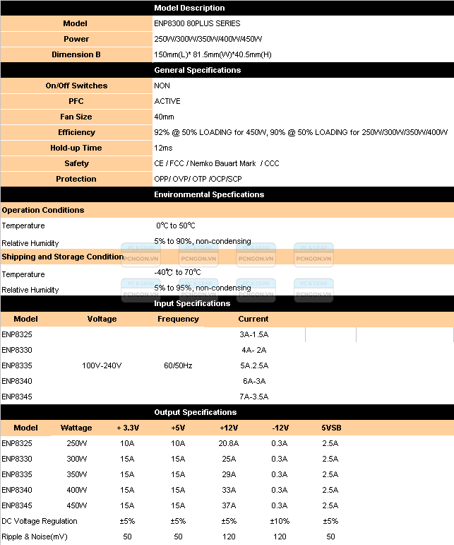 Nguồn Flex Atx Enhance 450w Module Enp 8345l 2