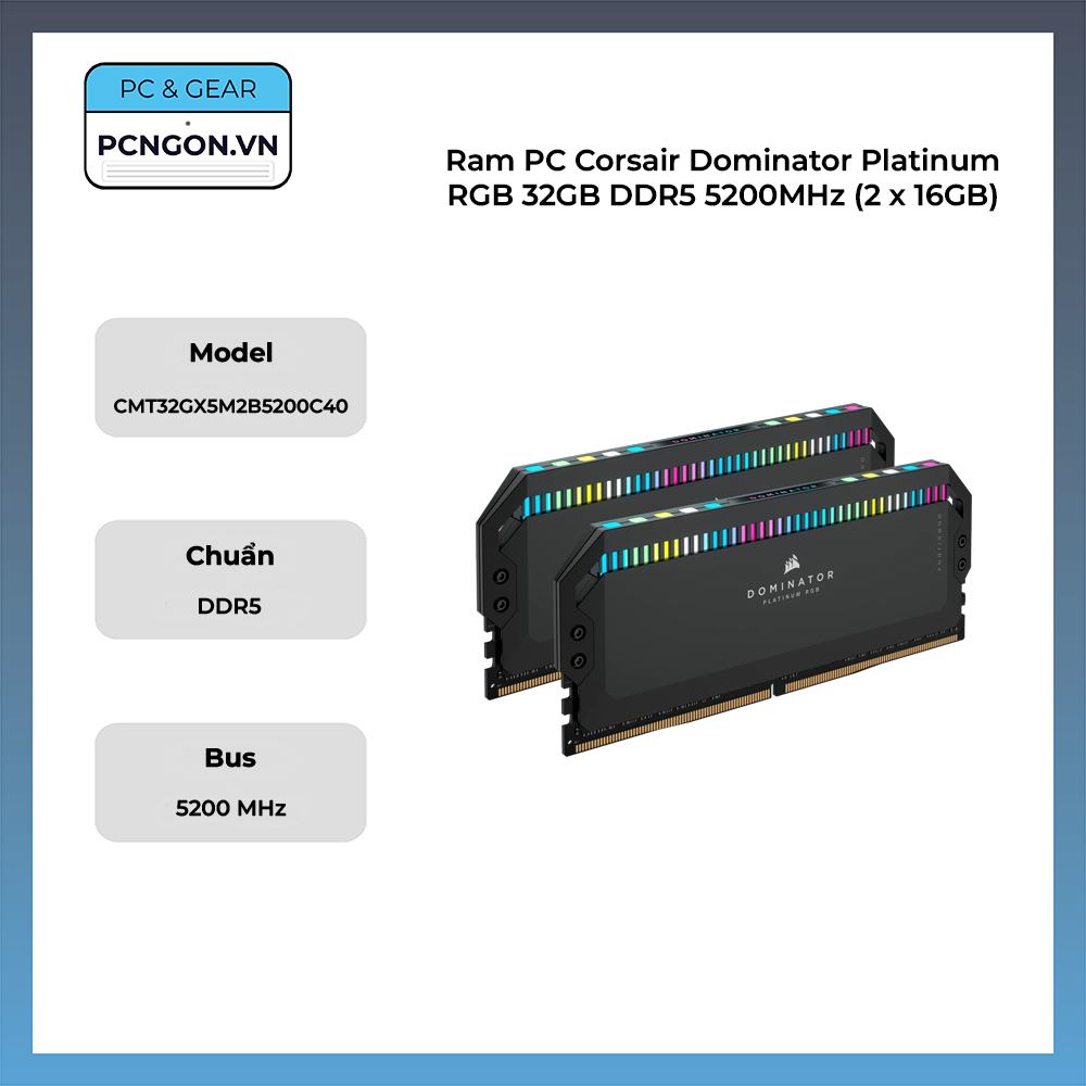 Ram Pc Corsair Dominator Platinum Rgb 32gb Ddr5 5200mhz (2 X 16gb)