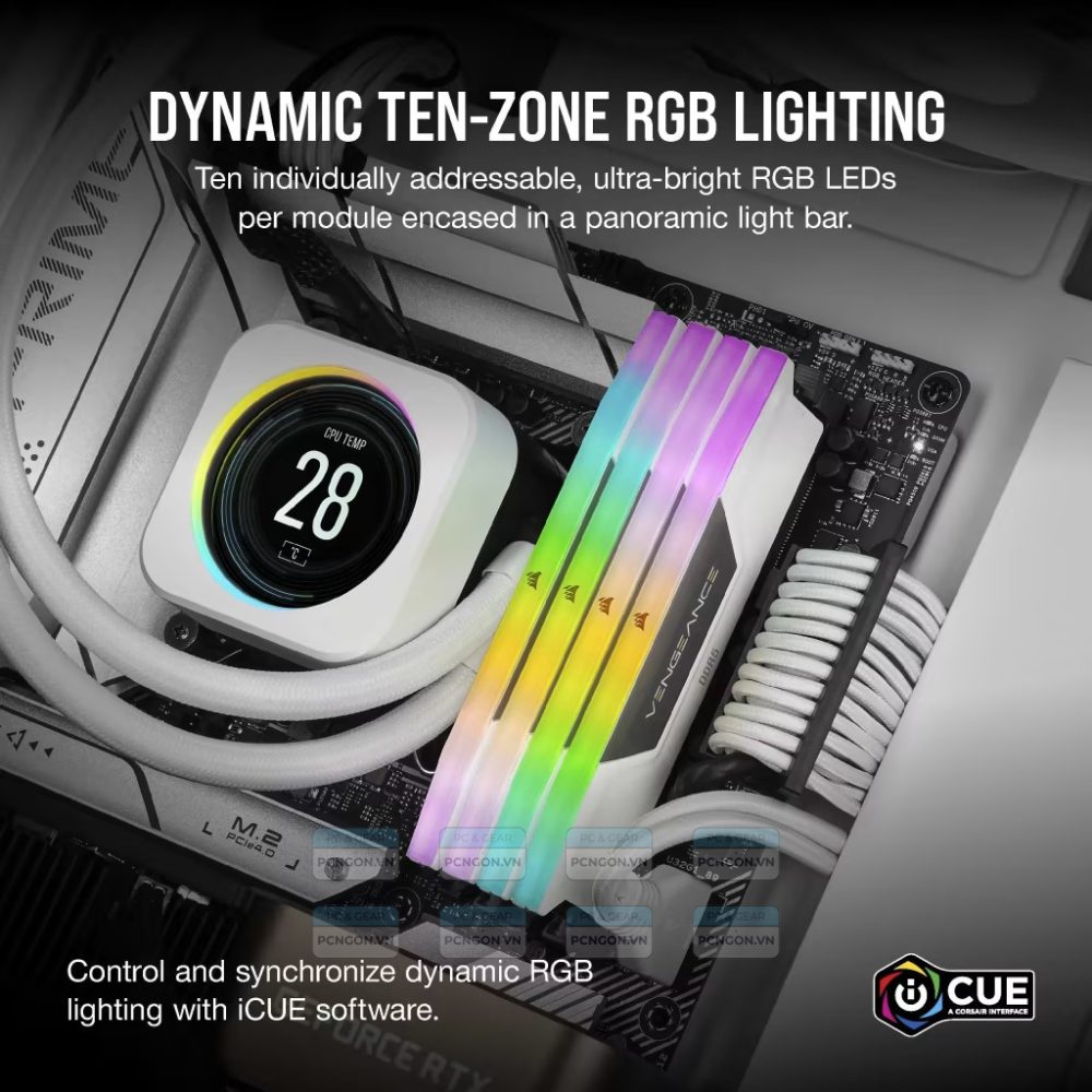 Ram Pc Corsair Vengeance Rgb 32gb White Ddr5 5200mhz (2 X 16gb) 3