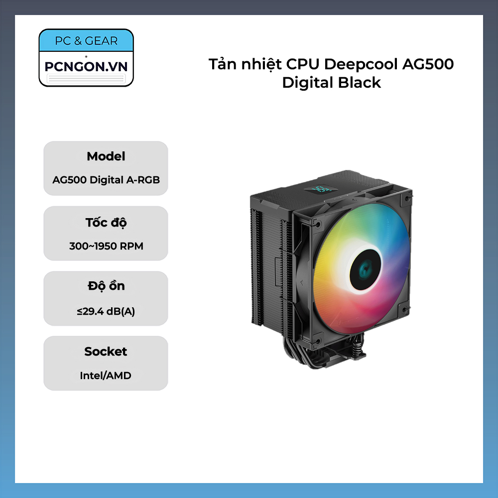 Tản Nhiệt Cpu Deepcool Ag500 Digital Argb Black