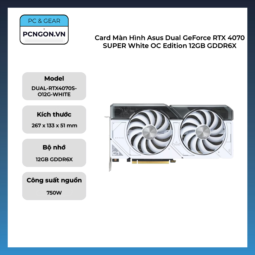 Card Màn Hình Asus Dual Geforce Rtx 4070 Super White Oc Edition 12gb Gddr6x