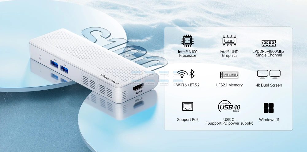 Máy Tính Mini Pc Minisforum S100 Intel N100 (ram 8gb, Ssd 256gb) 4