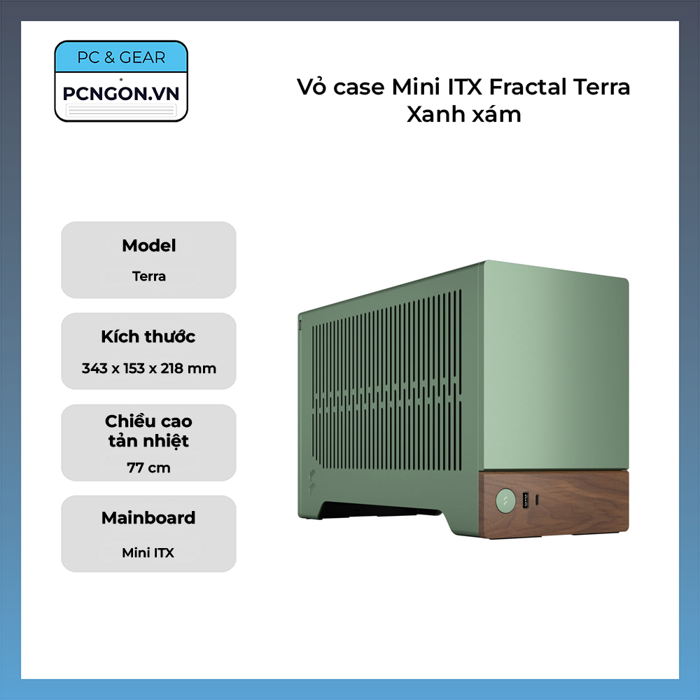 Vỏ Case Mini Itx Fractal Terra Xanh Xám