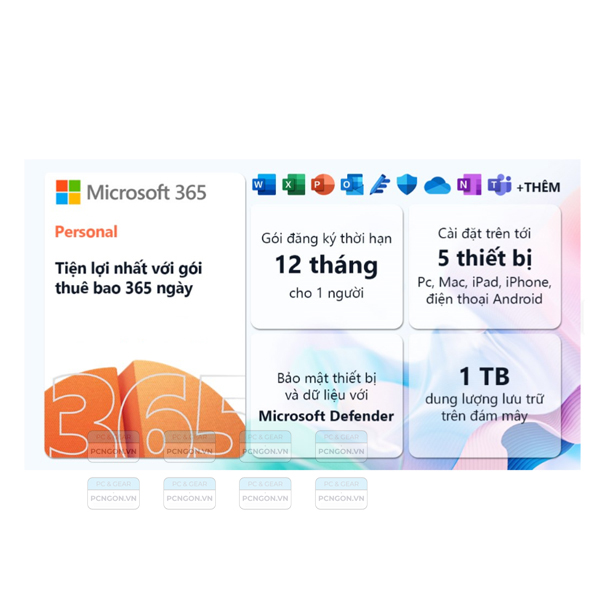 Phần Mềm Office Microsoft 365 Personal English Subscr 1yr Apac Em Medialess Emerging Market P10 (qq2-01896) 2