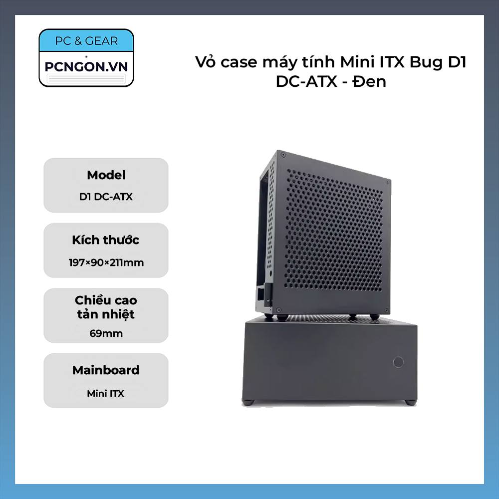Vỏ Case Máy Tính Mini Itx Bug D1 Dc-atx - Đen