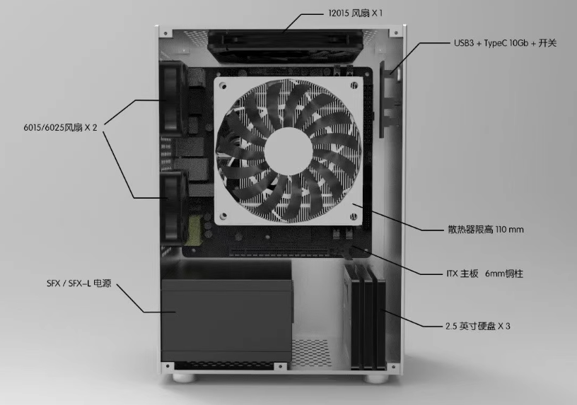 Vỏ Case Máy Tính Mini Itx Bug S1 - Bạc 7